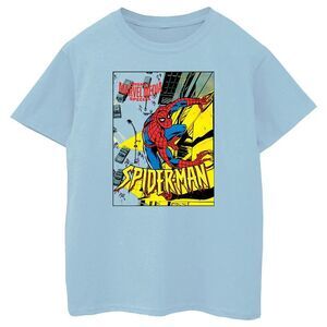 Spider-Man Boys Climbing Wall Cotton T-Shirt / Baby Blue